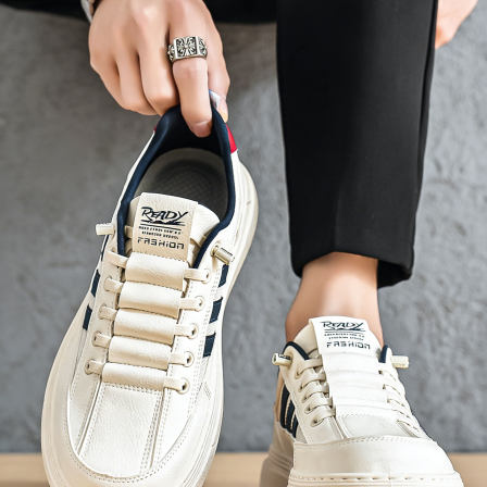 2026新款休闲鞋男鞋潮牌高级感不系带小白鞋夏天网面透气男士板鞋