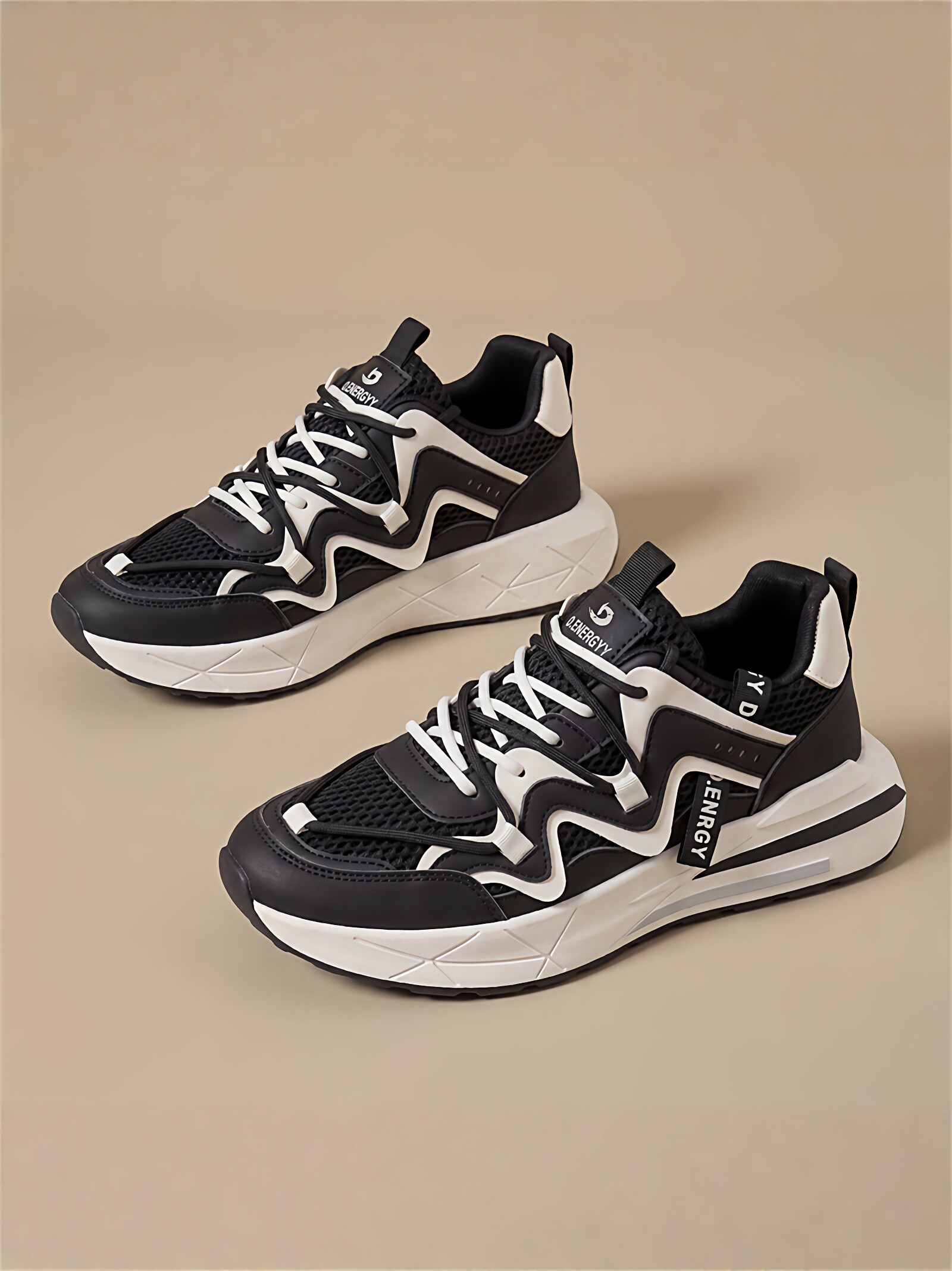 男鞋2026新款春季网面爆款百搭休闲鞋厚底增高男士运动跑步老爹鞋主图