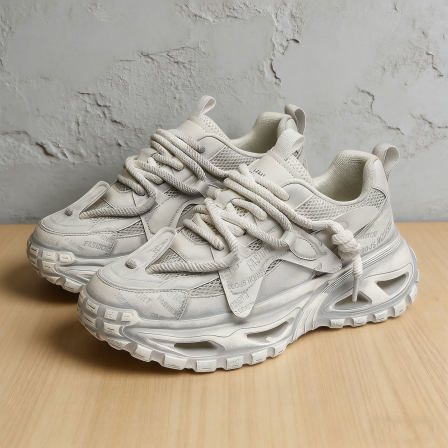 2026年爆款男鞋高级感做旧老爹鞋男士潮流运动休闲百搭增高厚底鞋