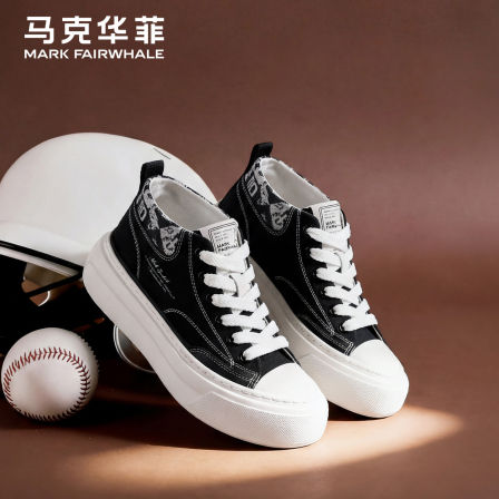 马克华菲帆布鞋男款2026春季新款潮牌百搭透气休闲鞋增高男士板鞋