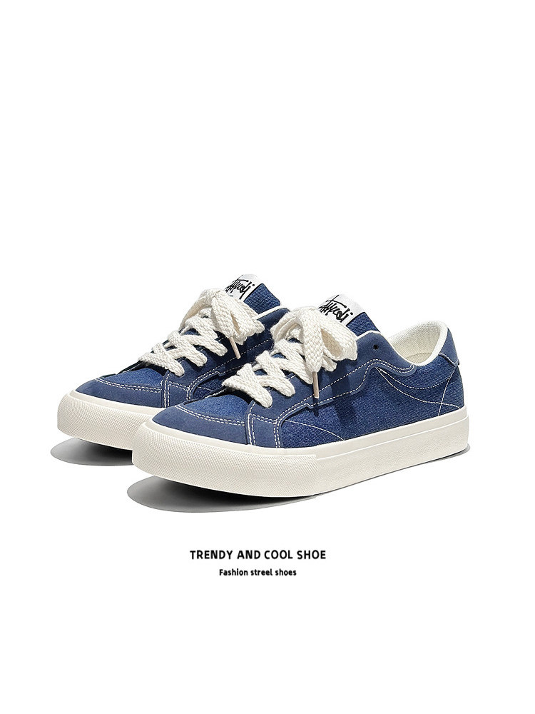美式复古牛仔蓝面包鞋男2026新款春季低帮板鞋休闲鞋透气百搭潮鞋主图