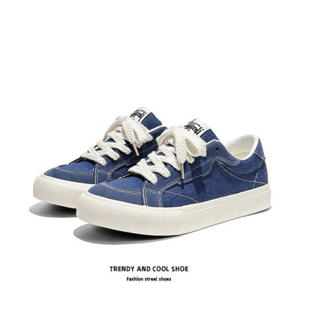 美式复古牛仔蓝面包鞋男2026新款春季低帮板鞋休闲鞋透气百搭潮鞋