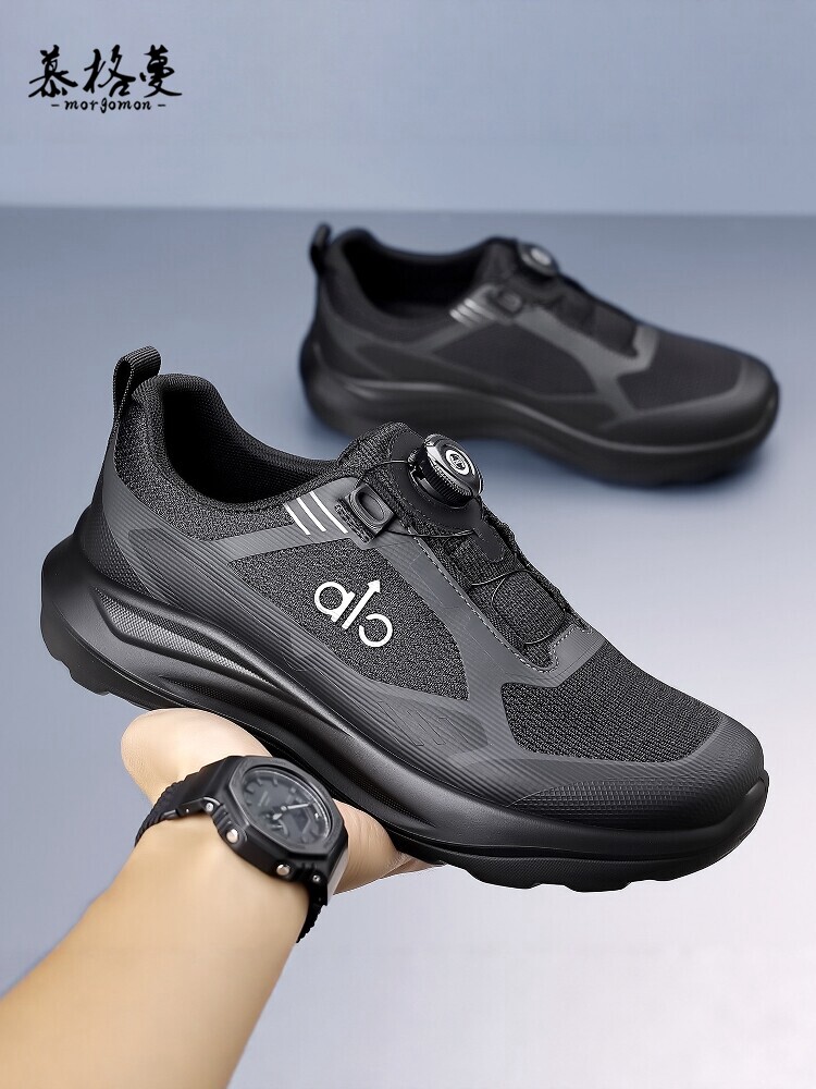 徒步男鞋2026新款春秋季网面鞋透气厚底轻便免系带休闲运动老爹鞋主图