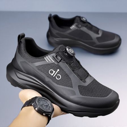 徒步男鞋2026新款春秋季网面鞋透气厚底轻便免系带休闲运动老爹鞋