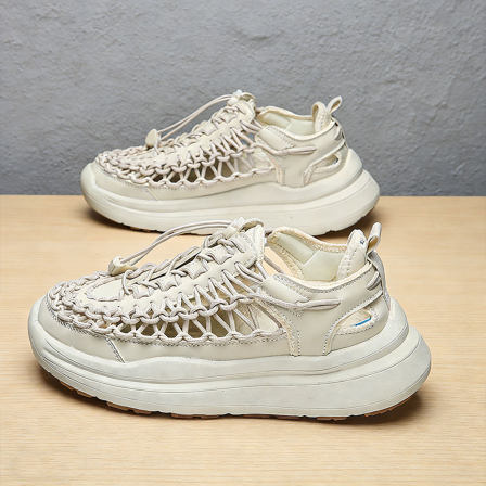 一脚蹬镂空网鞋男款2026新款大尺码厚底踩屎感舒适夏天防臭男士凉鞋