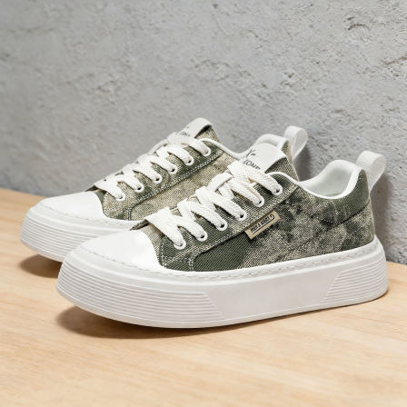 男生鞋子2026新款潮流做旧牛仔布帆布鞋男款夏天透气厚底休闲板鞋