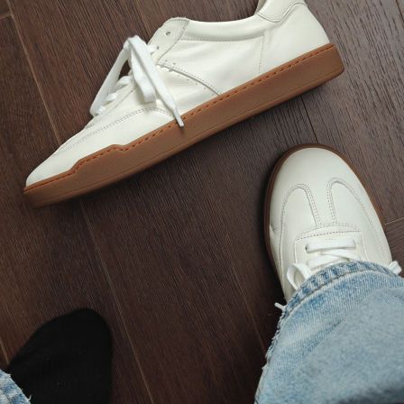 TBOF【老钱风】春夏新款牛皮德训鞋休闲小白鞋柔软舒适透气板鞋男