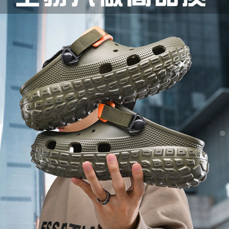 轮胎洞洞鞋男女款2026新款eva踩屎感外穿厚底防滑沙滩包头凉鞋潮