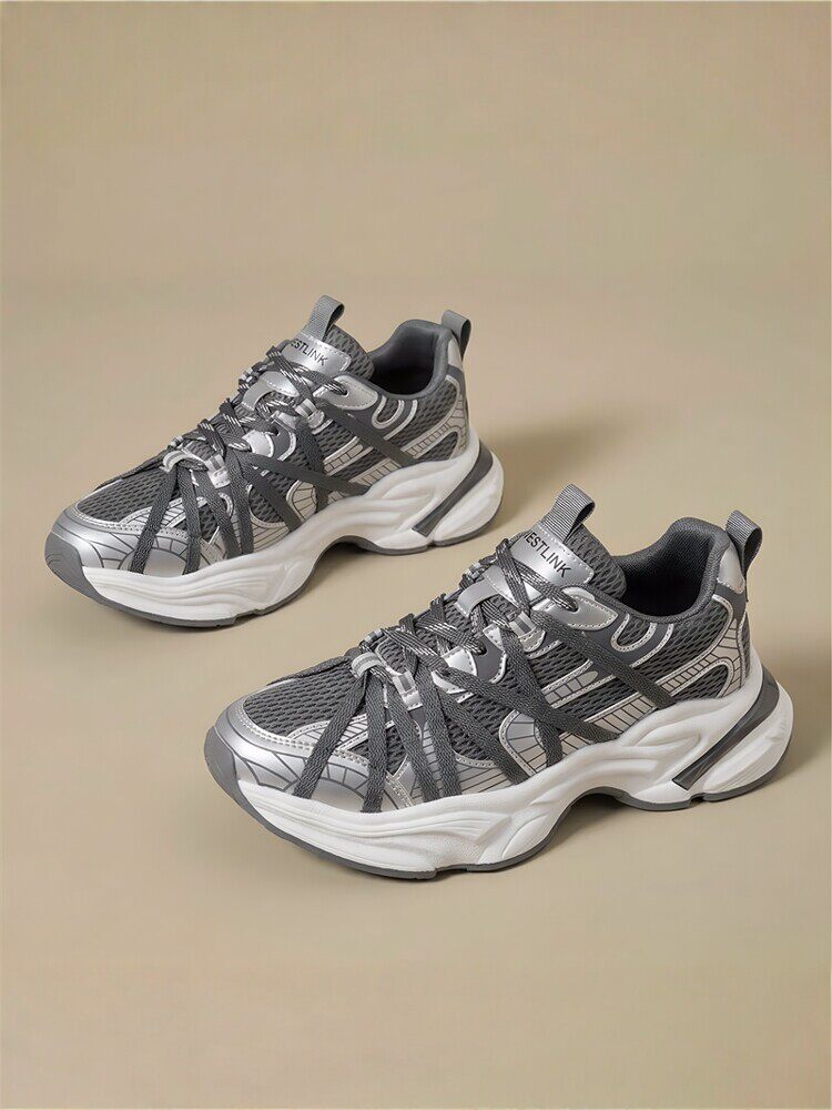 老爹鞋男鞋春季2026新款爆款男士户外跑步运动厚底网面增高休闲鞋主图