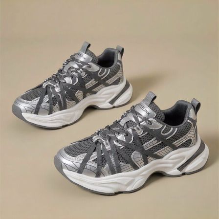 老爹鞋男鞋春季2026新款爆款男士户外跑步运动厚底网面增高休闲鞋