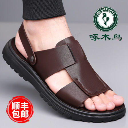 啄木鸟夏季新款凉鞋男休闲外穿沙滩鞋防滑软底开车两用凉拖鞋男潮