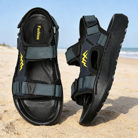 夏天透气不脚臭凉男鞋中大童青少年防滑魔术贴沙滩鞋软底运动凉鞋