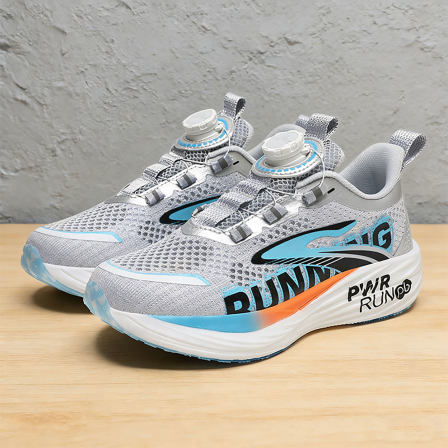 夏季透气男生运动鞋软底大童青少年网眼镂空超薄小学生旋转扣跑鞋