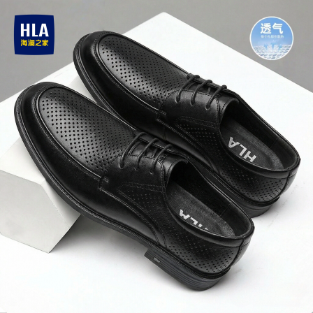 海澜之家真皮镂空皮鞋男商务正装2026新款夏季打孔软底爸爸皮凉鞋