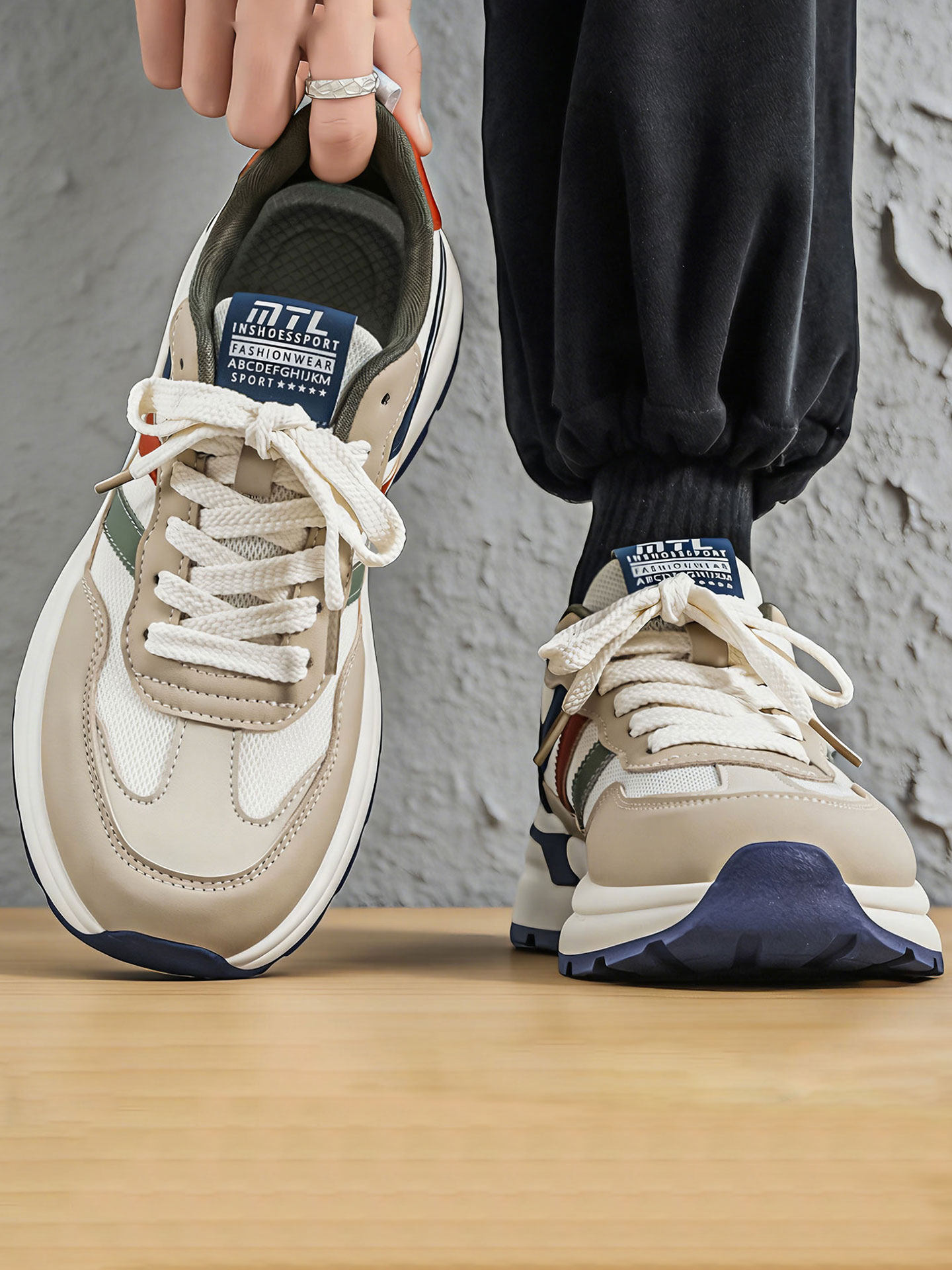 夏季男款鞋子网面透气青少年百搭阿甘板鞋高级感时尚男软底运动鞋主图