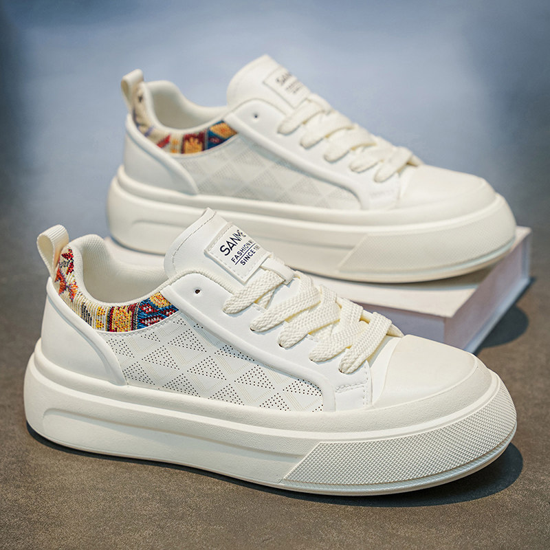 男鞋春季潮流百搭休闲小白板鞋男士一脚蹬皮面运动软底上班工作鞋主图