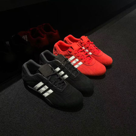 复古风真皮黑色德训鞋男女休闲运动板鞋三条杠情侣百搭赛车鞋潮鞋