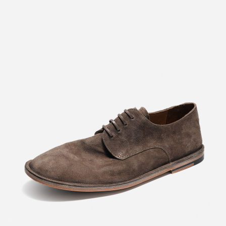 DREAMBOX钧博石洗马皮轻便透气休闲皮鞋2026春夏新款薄底德比鞋