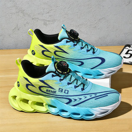 青少年鞋子男鞋刀锋运动鞋轻便透气网面大童小学生防滑旋转扣跑鞋