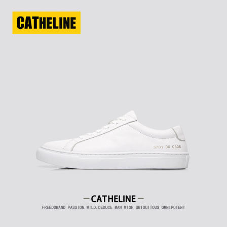 [轻奢简约]美国CAT.HELINE真皮小白鞋男款夏季平底板鞋休闲男鞋子