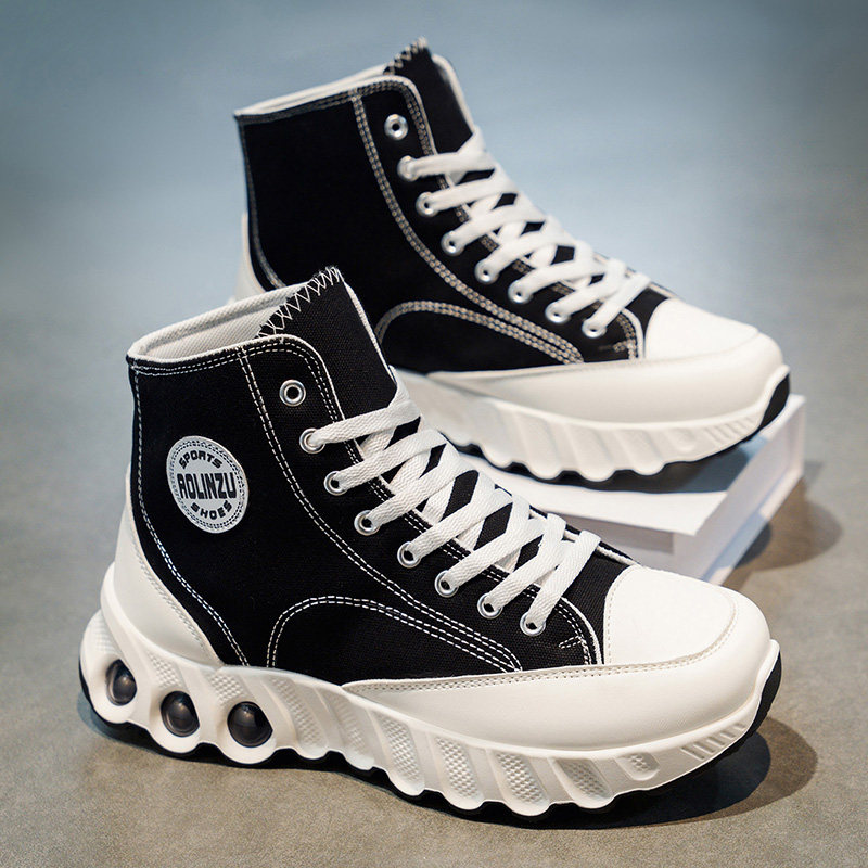 高帮帆布男鞋夏季新款潮流百搭男生运动休闲厚底增高板鞋透气布鞋主图