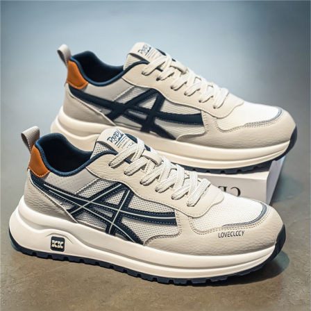 男鞋夏季网面透气潮流百搭休闲青少年跑步运动厚底内增高老爹潮鞋