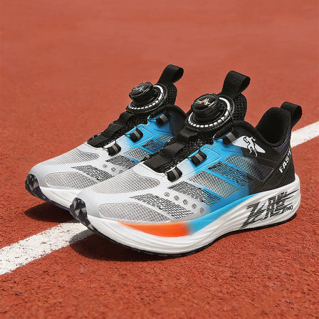 男孩鞋子男童无碳板运动鞋不用系带夏天透气小学生旋转扣跑鞋防滑