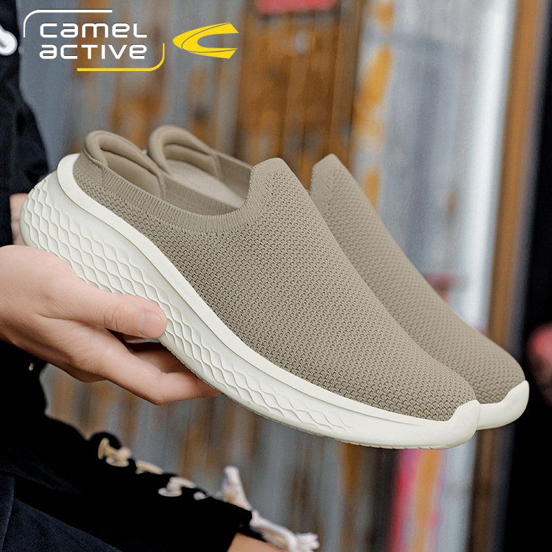 德国骆驼动感网鞋男夏季一脚蹬包头无后跟半拖鞋外穿帆布凉拖凉鞋主图