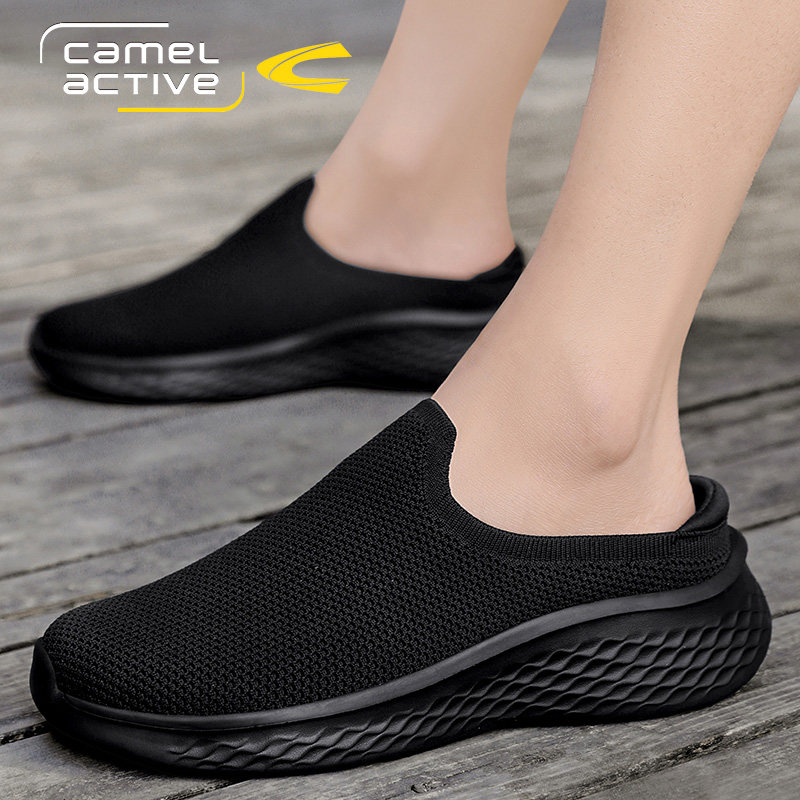 德国骆驼动感半拖鞋男夏季包头无后跟飞织帆布凉拖乐福驾车凉鞋男主图