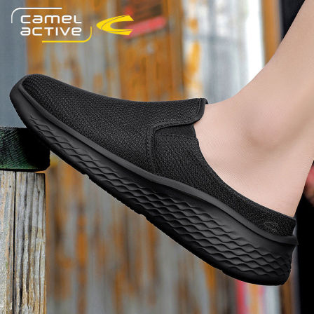 德国骆驼动感半拖鞋男夏季包头无后跟透气轻便帆布鞋网鞋半拖凉鞋