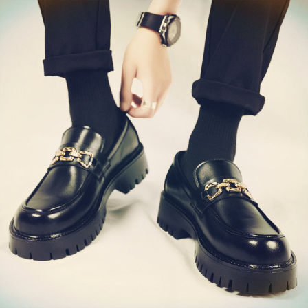 皮鞋男款春季2026新款高级感商务休闲韩版懒人一脚蹬乐福驾车鞋男