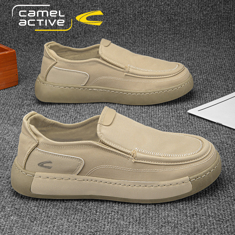 德国骆驼动感帆布鞋男夏季手工懒人一脚蹬乐福驾车鞋老北京布鞋男主图