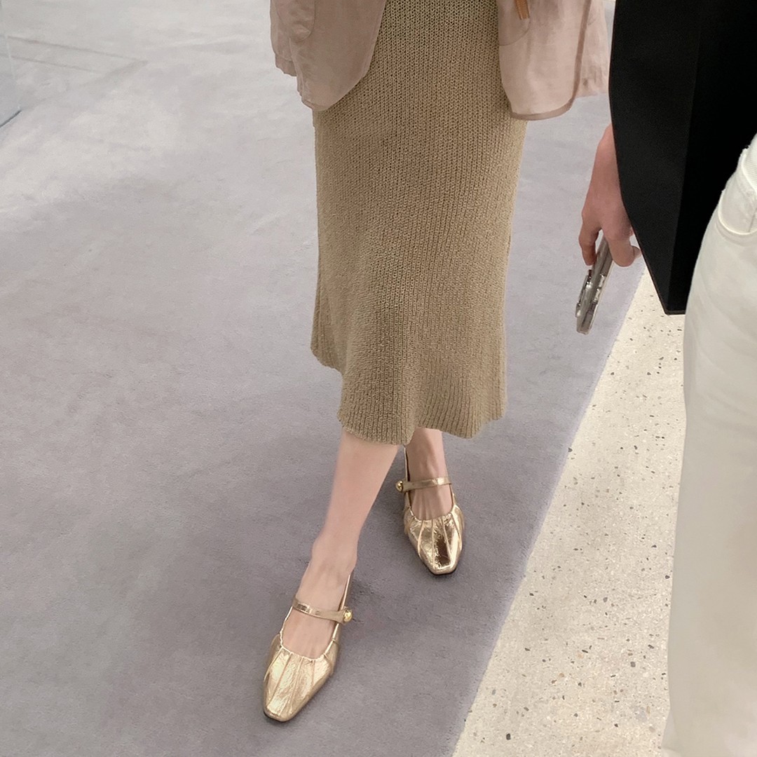 羊皮版~真皮法式温柔内增高银色浅口单鞋女一字扣玛丽珍鞋小皮鞋主图