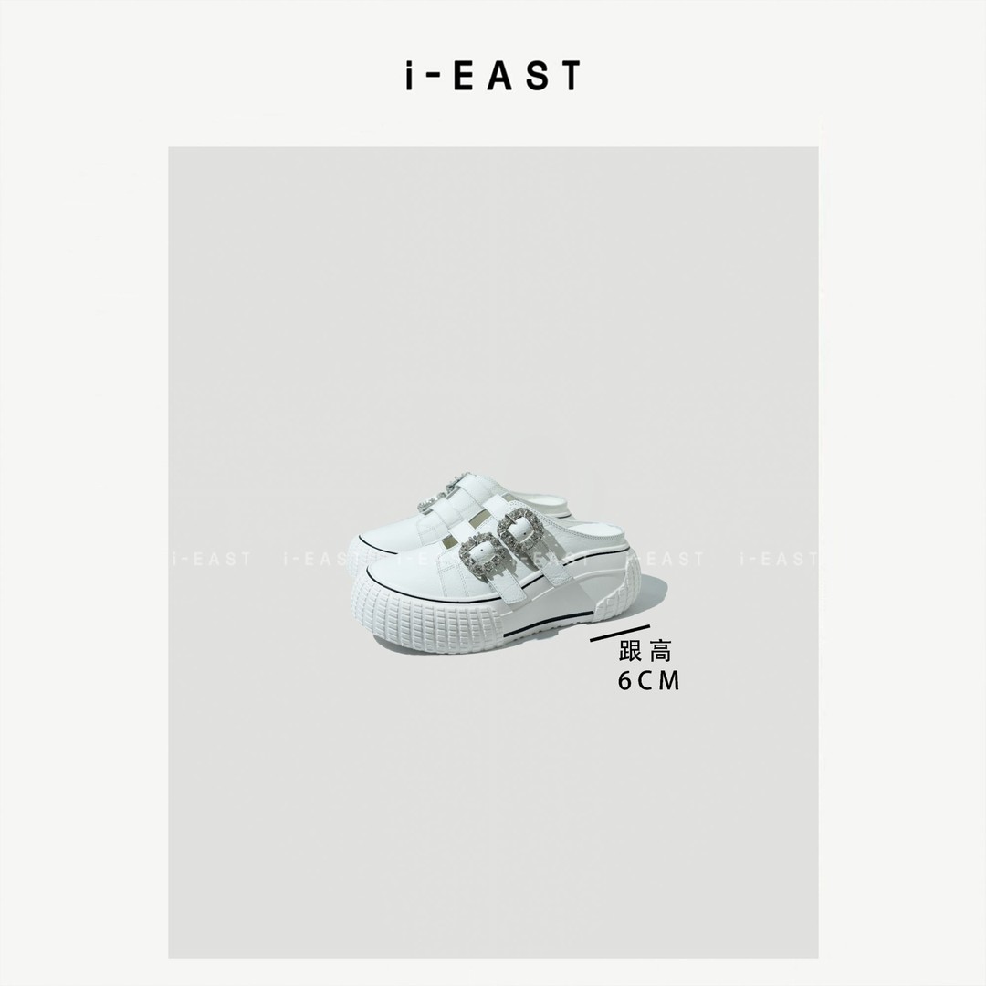 i-EAST 挚爱钻扣~方扣钻厚底增高运动休闲拖鞋-6C PS9361主图