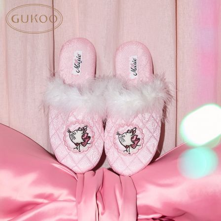 【小熊粉丝专属】Gukoo果壳春夏锻面玛丽猫高级感薄底居家拖鞋