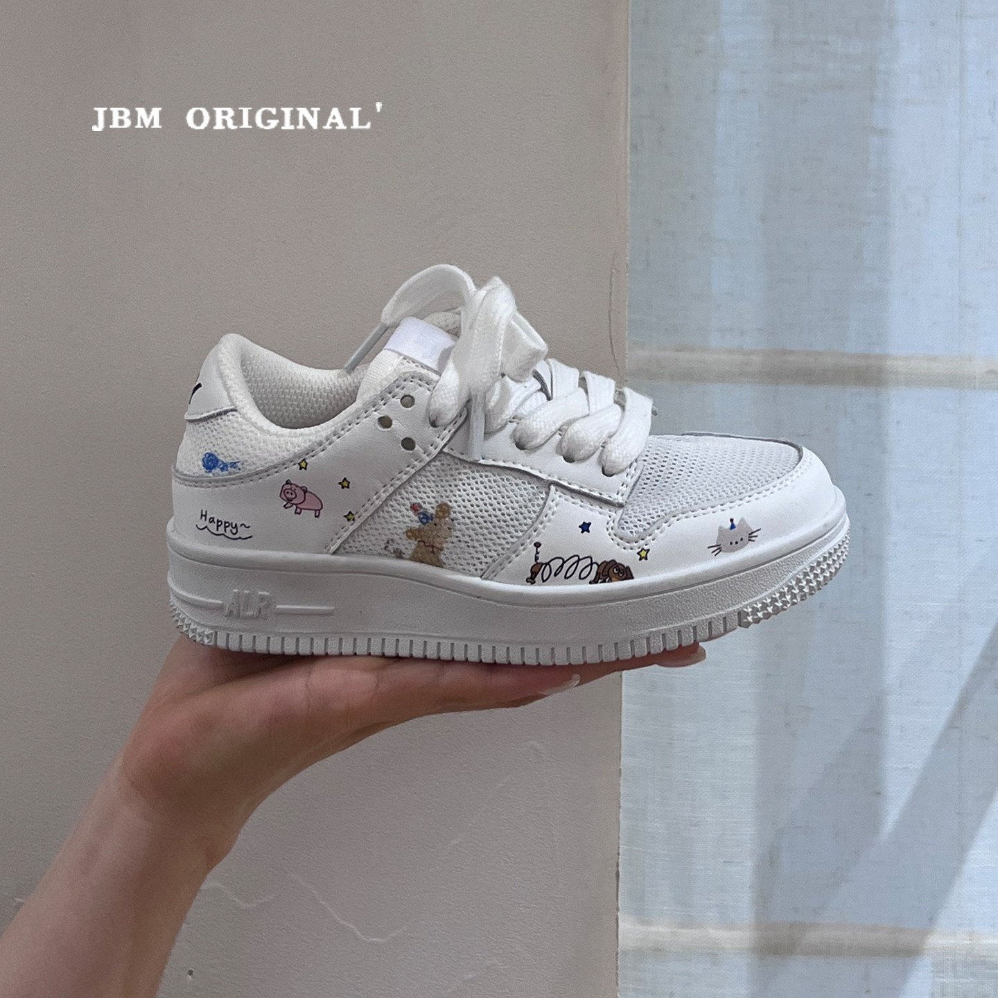 JBM 韩版儿童卡通乐园单网小白鞋春夏男女童休闲百搭学生运动板鞋主图