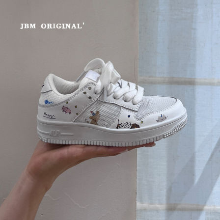 JBM 韩版儿童卡通乐园单网小白鞋春夏男女童休闲百搭学生运动板鞋