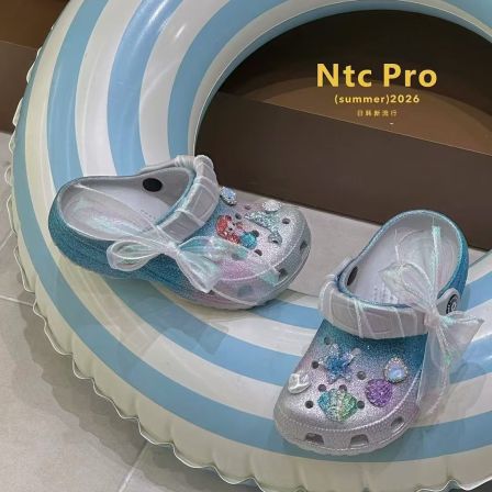 Y MI韩国童鞋女宝宝2026夏款美人鱼蝴蝶结洞洞拖鞋凉拖