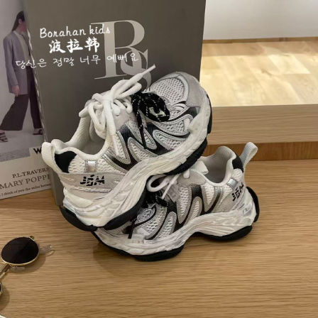 JBM 儿童运动鞋2026春夏季网面透气女童老爹鞋子轻便软底男童鞋子