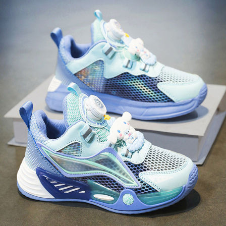 李宇新儿童运动鞋男童单网鞋2026新款夏季镂空透气中大童羽毛球鞋