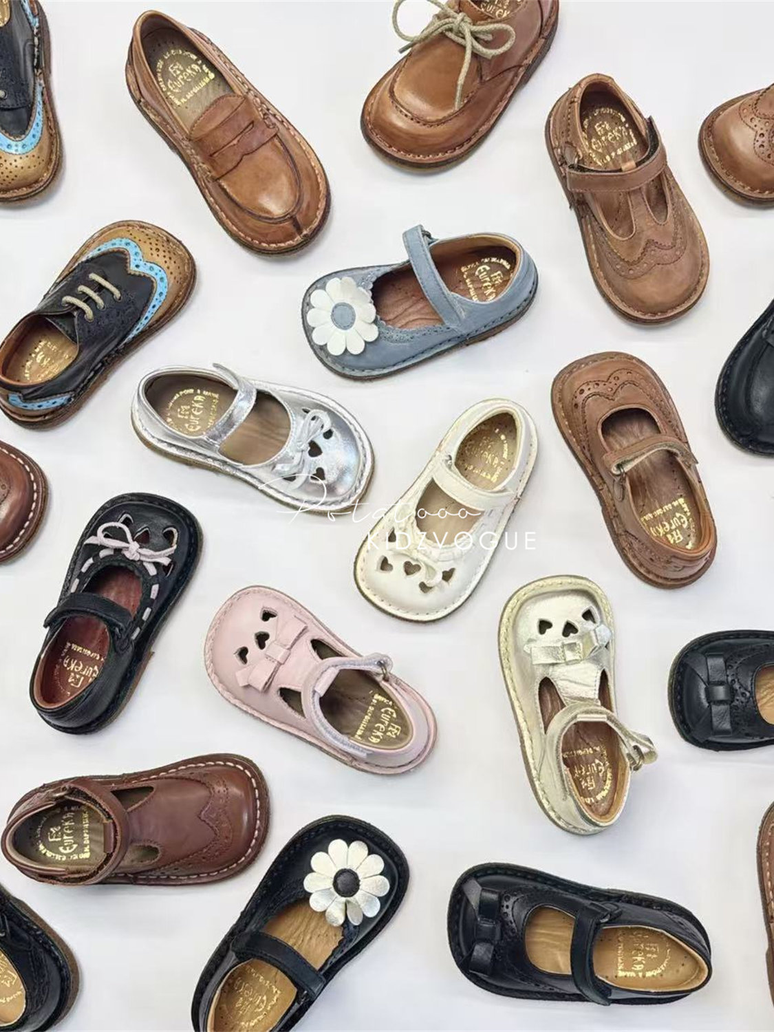 26SS新款现货意大利Eureka儿童手工皮鞋一脚蹬软底向日葵公主鞋主图