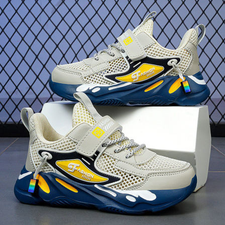 李宇新男童运动鞋2026新款夏季镂空透气儿童单网鞋中大童老爹鞋潮