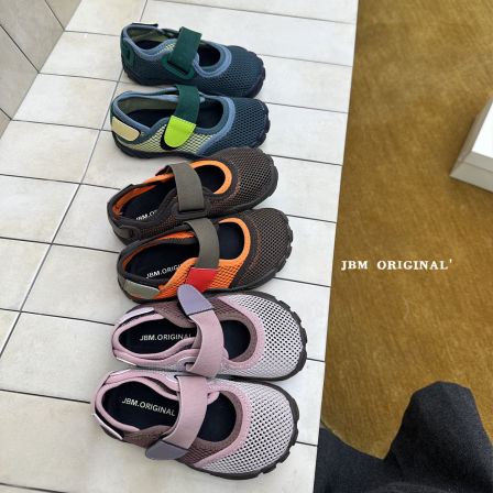 JBM 春夏韩版儿童复古镂空单网赤足运动鞋男女童轻便防滑溯溪鞋