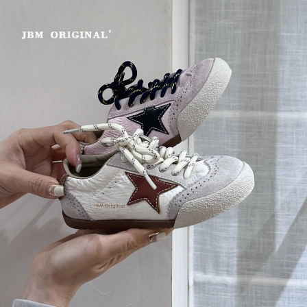 JBM 韩版儿童复古星星板鞋2026春季新款男女童百搭时尚休闲德训鞋