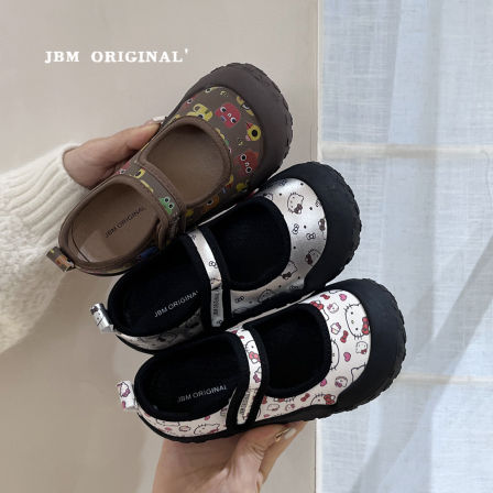 JBM 2026春季儿童卡通印花饼干鞋韩版男女童学生浅口玛丽珍休闲鞋