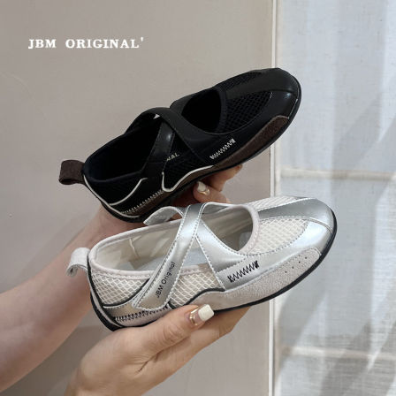 JBM 春夏女童复古芭蕾德训鞋2026新款儿童交叉玛丽珍浅口平底板鞋