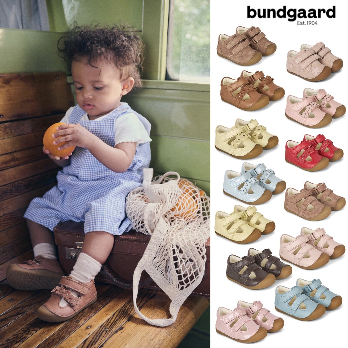 ▲85Z现货！丹麦bundgaard 26ss 宝宝花朵双带手工学步鞋凉鞋皮鞋主图