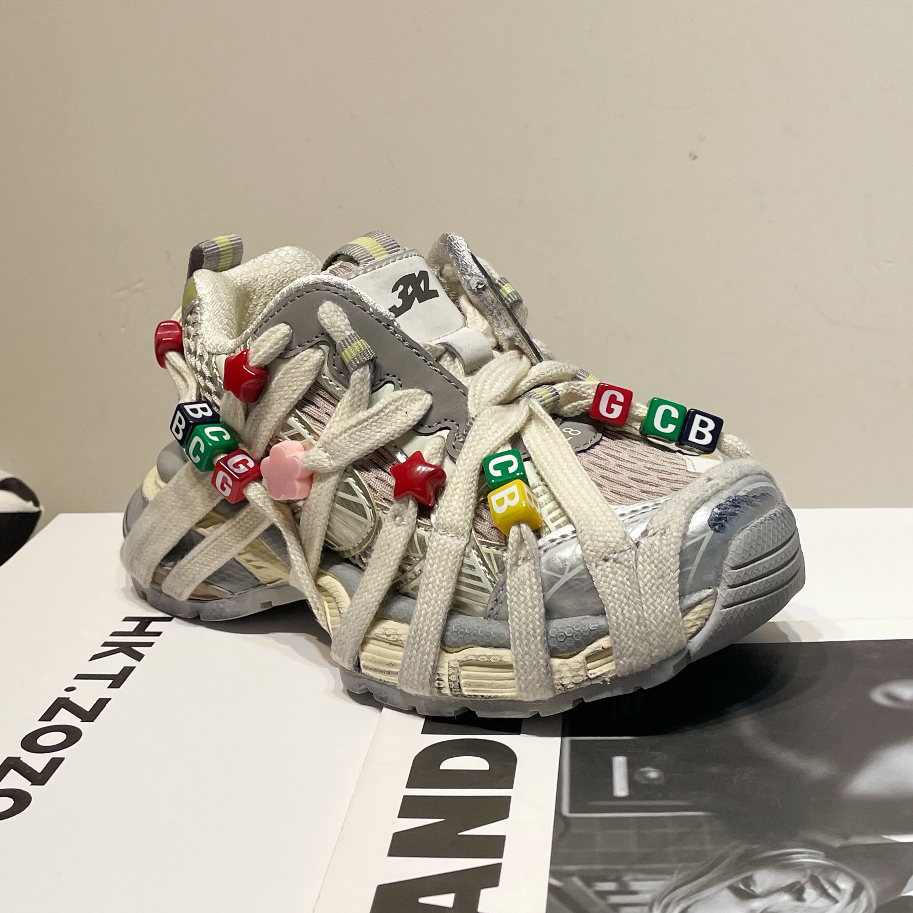 左左家儿童3XL老爹鞋鞋春夏潮童穿搭男女学生轻便透气街舞运动鞋主图