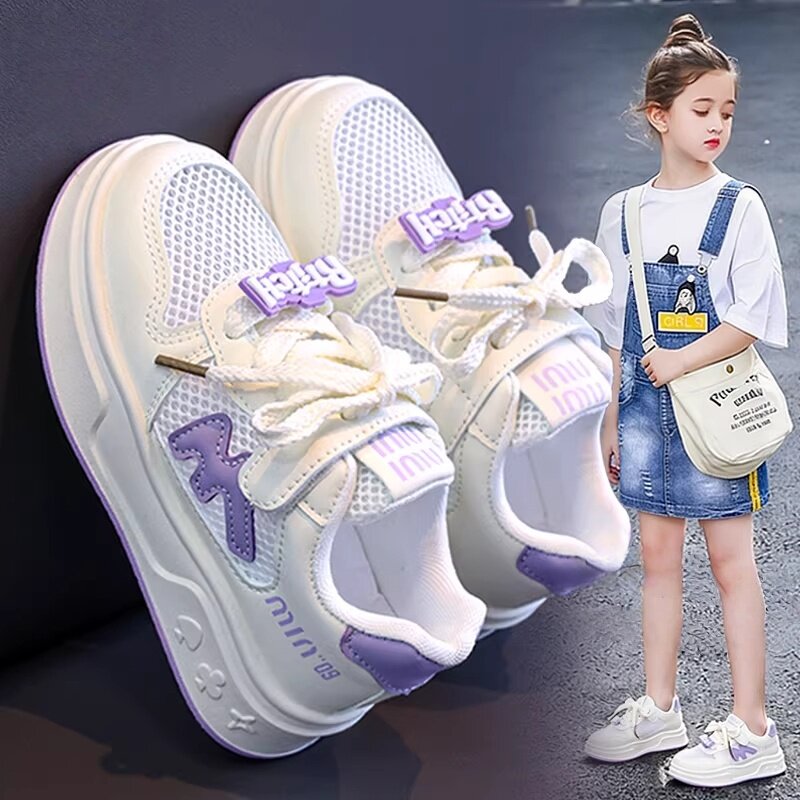 官网C&K女童小白鞋2026新款夏季透气单网面儿童女孩运动板鞋学生主图