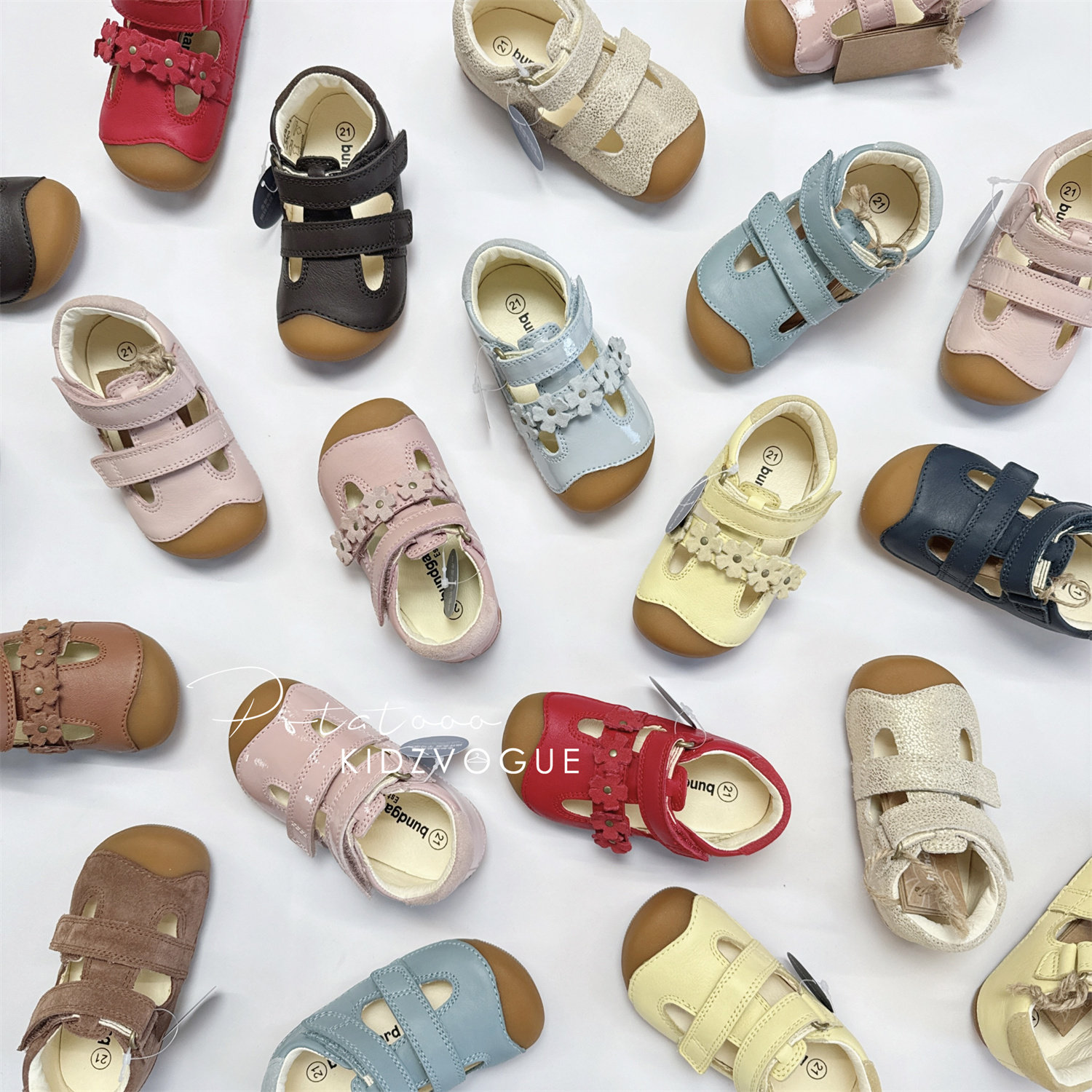 26SS新款bundgaard儿童兔子鞋学步凉鞋小花软底手工纯皮防滑防踢主图